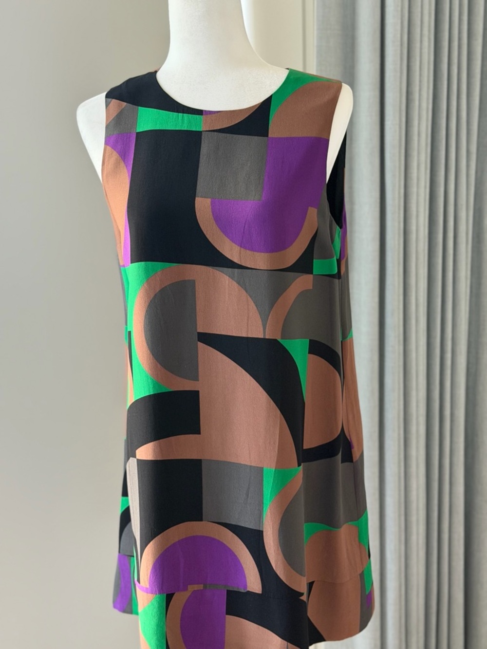 Missoni Geometric Sleeveless Mini Dress in Green, Purple, Brown and Black